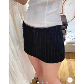 BM风 新款辣妹高腰竖条纹百搭半身裙短裙bm女防走光短裤裙