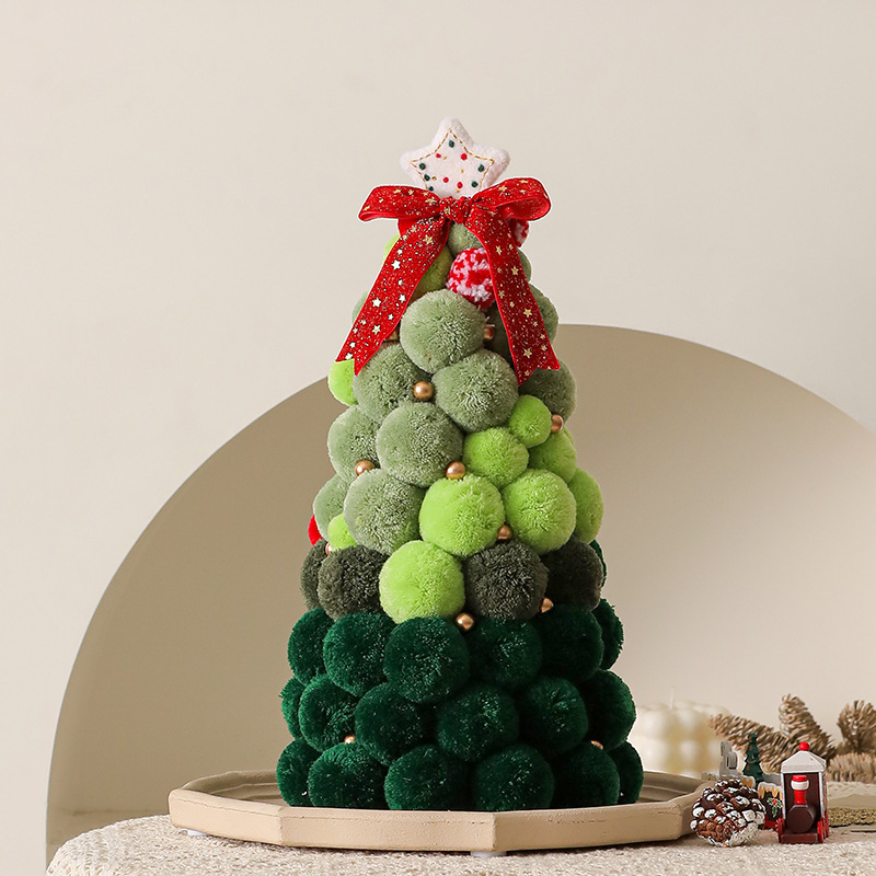 2025年新作クリスマスツリー 家庭用飾り リビングDIY クリスマスデコレーション 小型卓上シミュレーションファーボール|undefined
