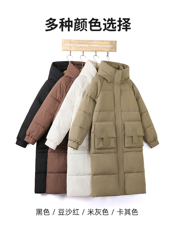冬季羽绒棉服女新款加厚韩版宽松外套中长款棉衣时尚连帽过膝棉袄|undefined