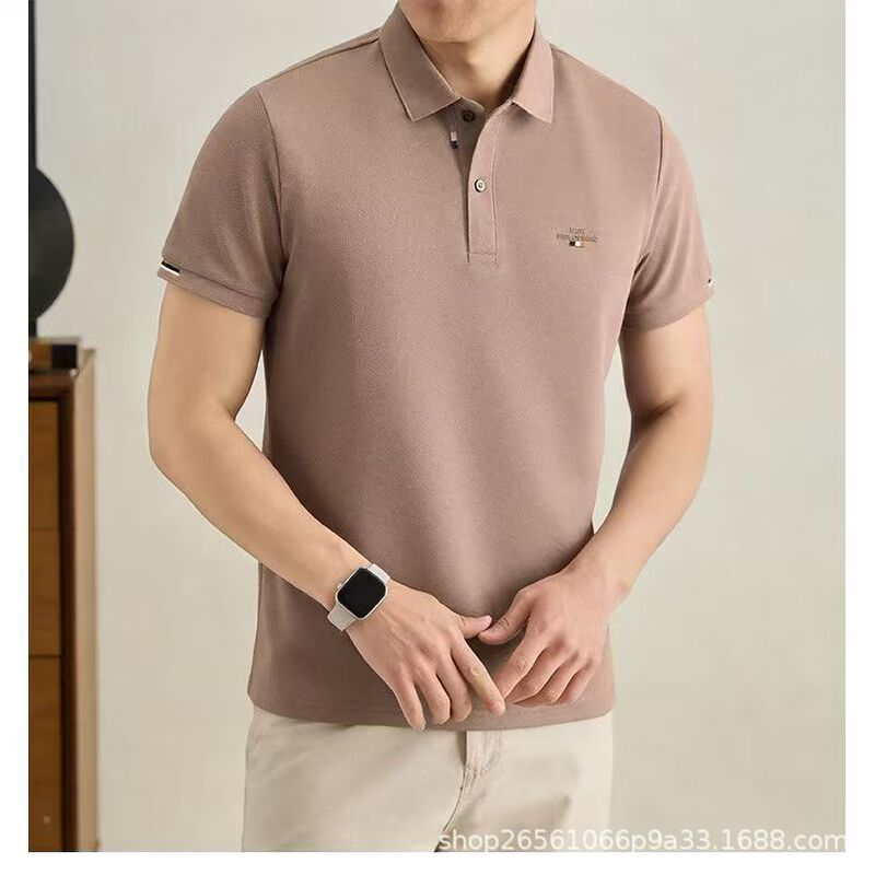Laminated T-shirt polo shirt men's top short-sleeved casual business lapel shirt for dads cross-border foreign trade wholesale popular