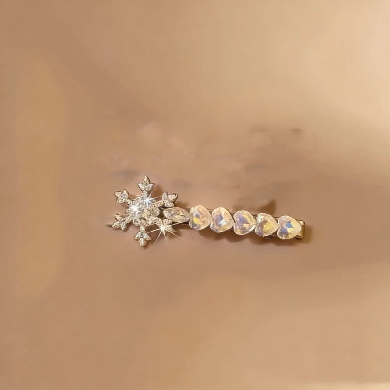 라인스톤 눈꽃 러브 머리핀 T1216A