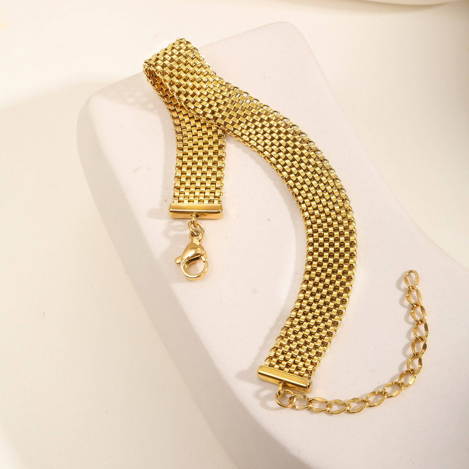 Gold Mesh Watch Strap Bracelet For Women Stainless Steel Jewelry_voghion.com