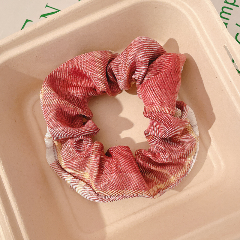 Pequeño, fresco y dulce, lazo para el cabello de intestino grueso, linda cuerda para el cabello a cuadros, atmósfera coreana, cuerda para el cabello, tocado de goma