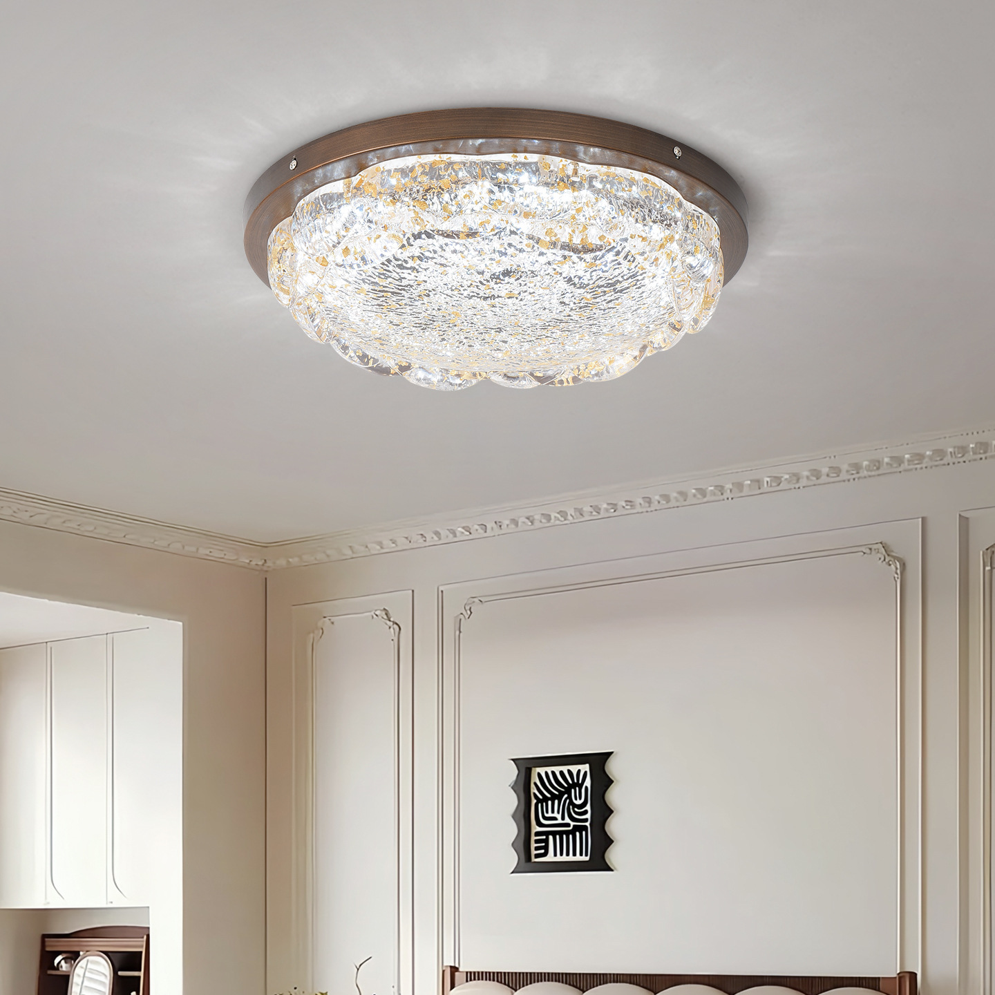 Luz de techo de dormitorio de lujo italiano 2026 nuevo diseño de resina de alto nivel de arte flor lámpara de dormitorio principal 413L