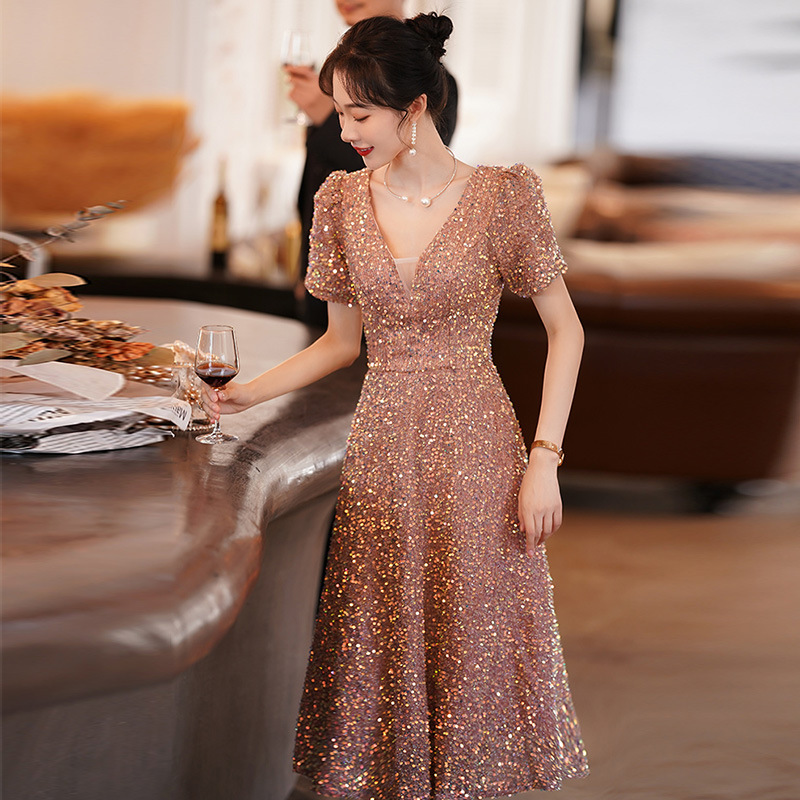 Vestido de noche para mujer, estilo 2026, elegante, estilo hada, estilo princesa, con lentejuelas, para anfitriona