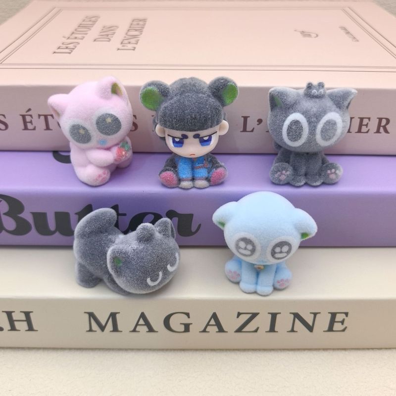 卡通植绒罗小黑 DIY树脂饰品配件盲盒公仔钥匙扣挂件桌面车载摆件|undefined