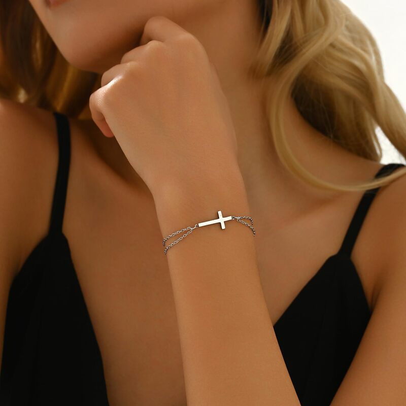 Amazon Style Cross Bracelet for Women, Adjustable Cuban Twist Chain Wrist Chain, Bridesmaid Jewelry