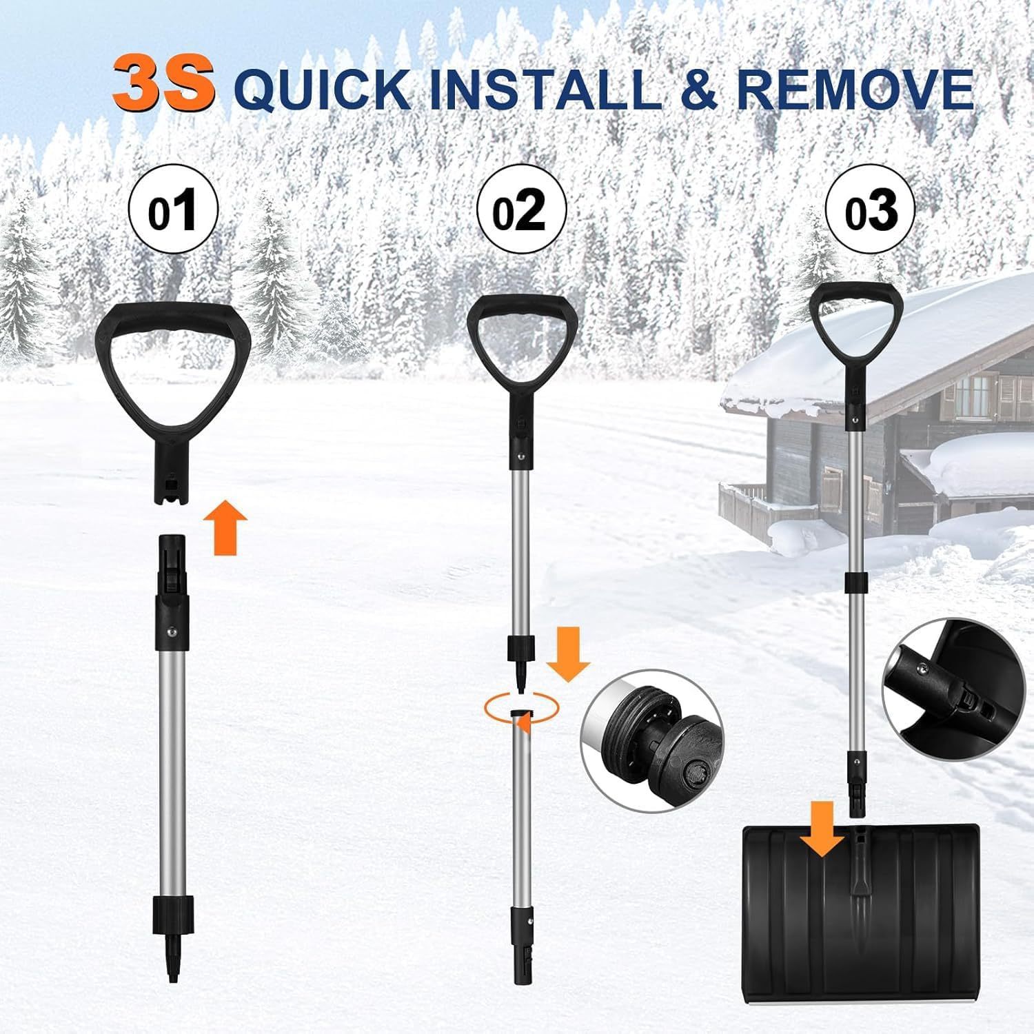 Cross-Border Same-Model Outdoor Detachable Snow Shovel Export Snow Removal Tool for Emergency Use Plastic Snow Shovel