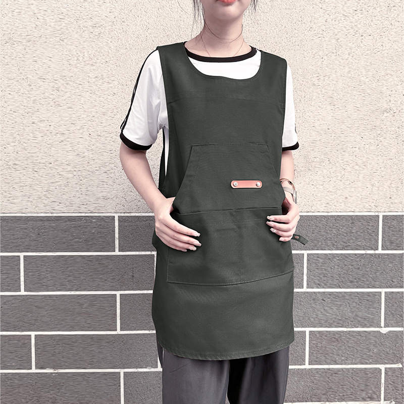 Amazon chaleco sin mangas chaleco leche té barista ropa de trabajo lienzo clip caballo delantal impermeable logo personalizado