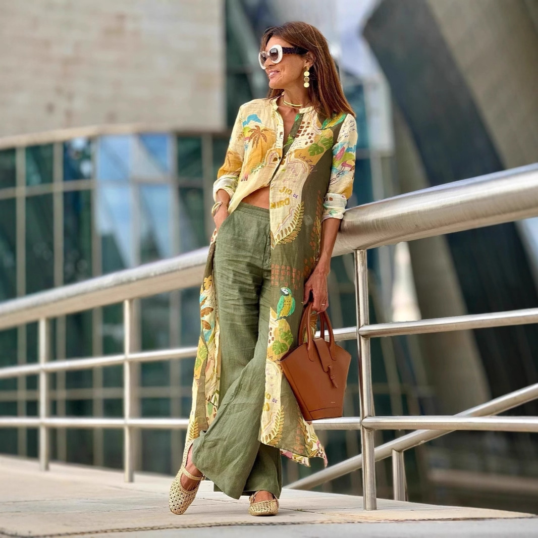 2025 Cross-Border Independent Station Amazon Printed Casual Shirts European and American Fashionable Women's Clothing