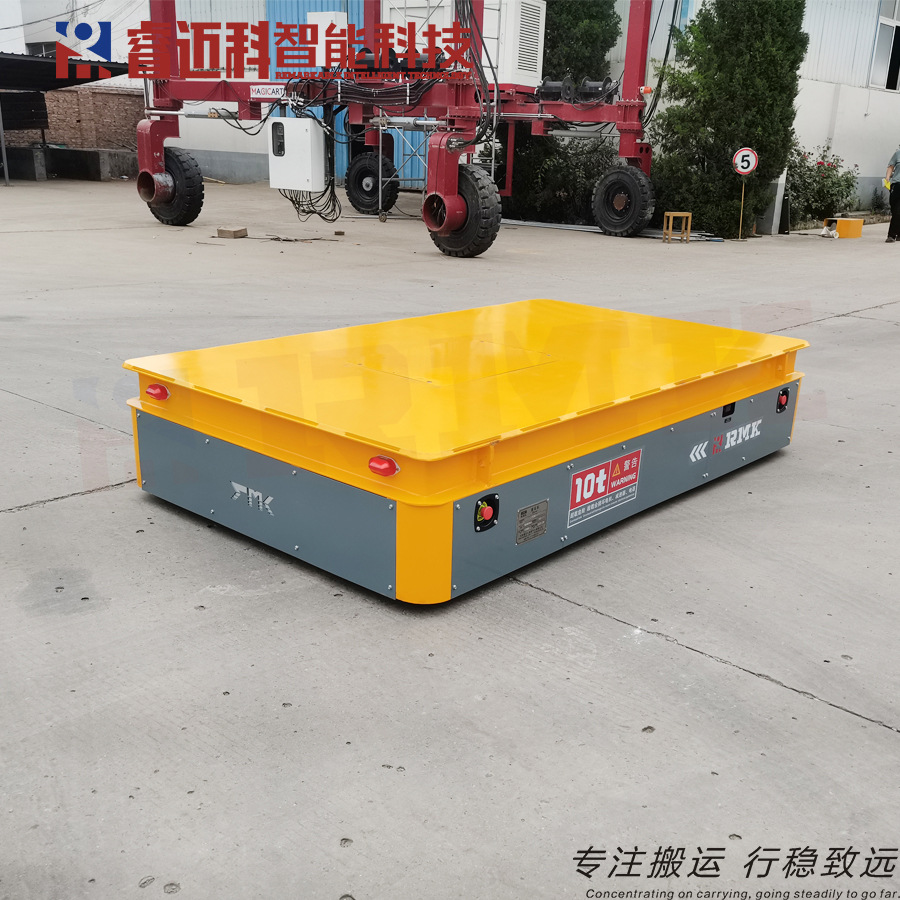 包胶轮差速转向搬运小车 10吨蓄电池平板车 无轨道转运平车
