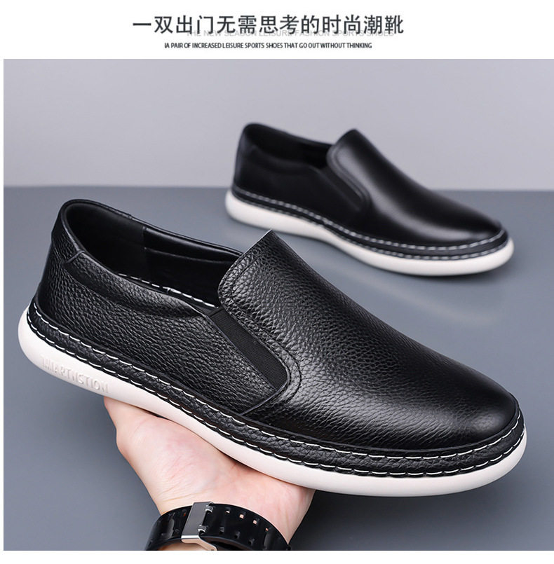 Giày lười nam da bò nguyên tấm kiểu mới, giày nam da thật đơn giản đa năng, gót thấp 1-3 cm — GX2516 màu trắng, GX2516 màu đen chi tiết 20