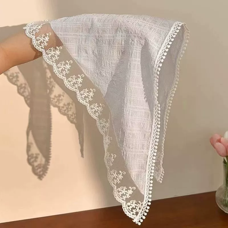 Lace retro summer scarf, with embroidery