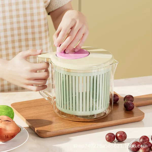 Vegetable Dehydrator for Home Kitchen, Vegetable Washing and Drying Machine, Fruit Draining Basket, Manual Fruit and Vegetable Water-Removing Basket