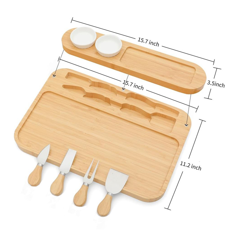 Tabla de cortar de bambú multifuncional queso tabla de queso fiesta casera snack plato de frutas plato de picnic al aire libre