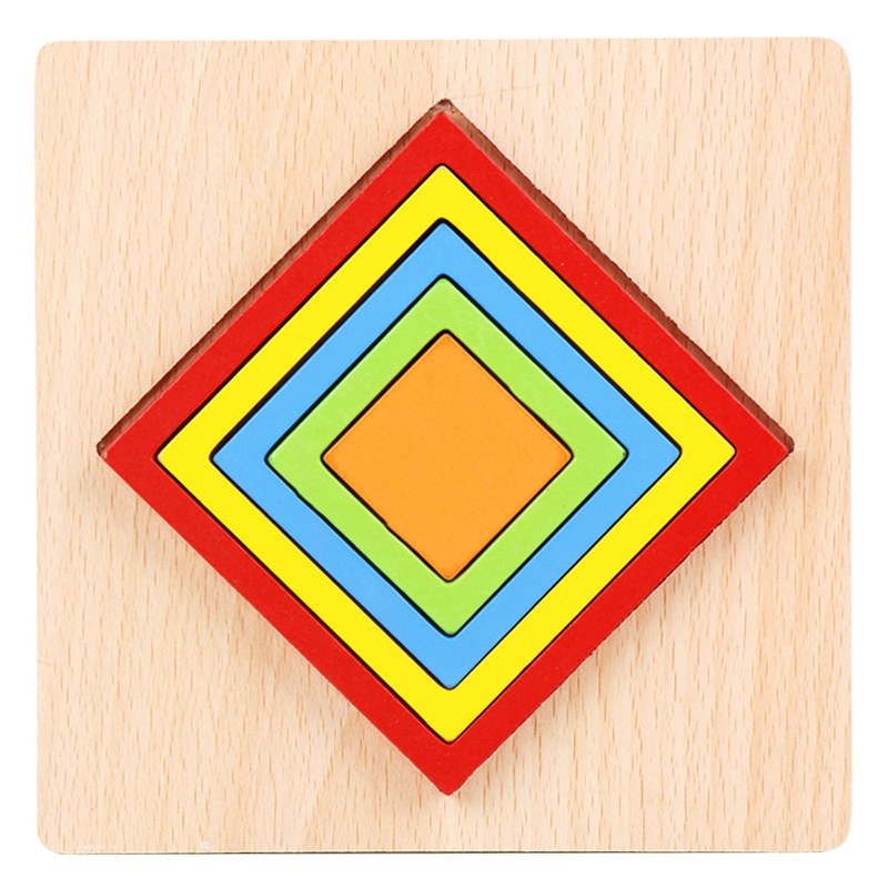 Material didáctico Montessori forma geométrica Puzzle Panel Juguetes Educativos de educación temprana para niños 0-3 años 2 tablero de agarre de mano para niños conjunto columna