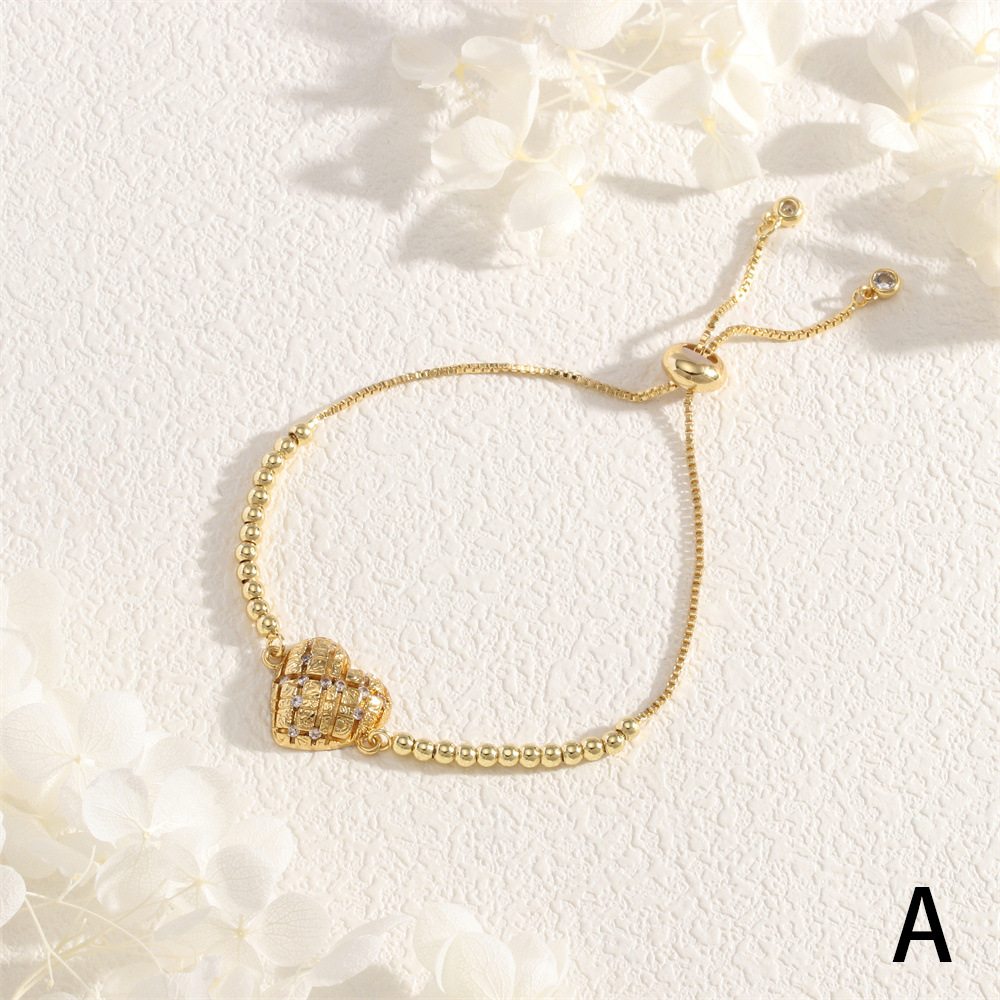 10g Weight Copper Pendant Material Zircon Inlay Material Bracelets Classification Copper Chain Material Daily Occasion Copper Material Sun, Moon, Heart Shape Pattern Women's Gender Beaded, Star Design Simple Style Style Copper Simple Style Beaded Star Sun Moon Heart Shape Zircon Bracelets 6