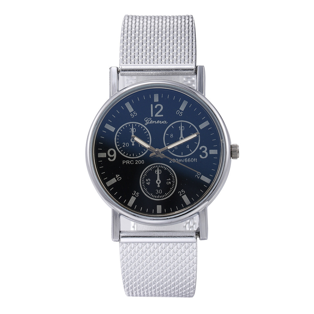 Montre pour homme avec bracelet en maille de silicone bleu en verre léger, cadeau de sport d'affaires, diffusion en direct_voghion.com