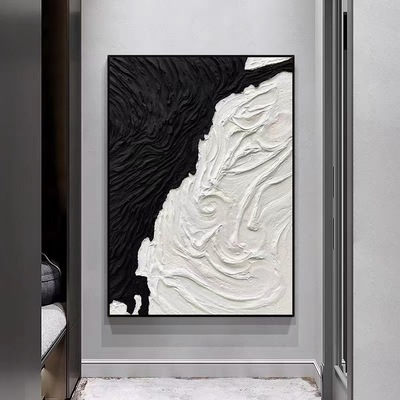 black and white a living room sofa Background wall Decorative painting modern Simplicity Hand drawn Oil Painting Study Art Skin texture