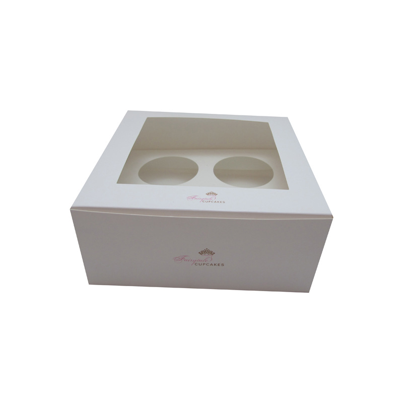 精美白色迷你杯杯子蛋糕盒 2杯4杯6杯蛋糕打包盒食品级材质可开窗