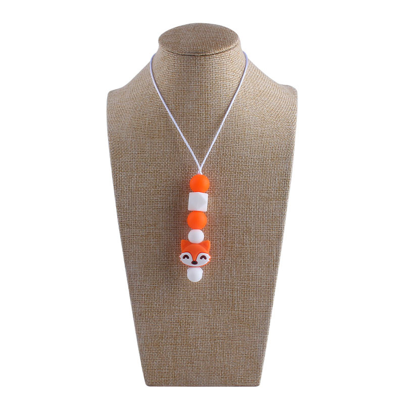 Bebé molar mordedor perlas colgante masticable colgante accesorios de ropa de los niños de dibujos animados animal colgante mordedor collar