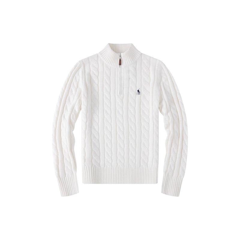 Cross-Border Paul Pony Men's Autumn and Winter Woolen Knitwear Men's Stand-Up Collar Half-Zip Twisted Twist Knitwear