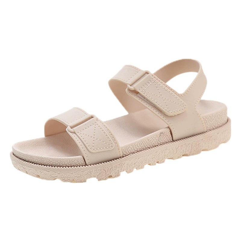 2024, летние новые женские сандалии на плоской подошве, модная верхняя одежда в корейском стиле, повседневные пляжные сандалии на липучке с ремешком