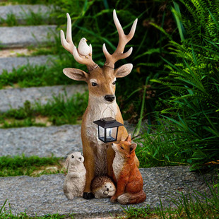 Solar Resin Deer Rabbit  Decoration ̫��ܘ�֬¹�ô��o�ǔ[��