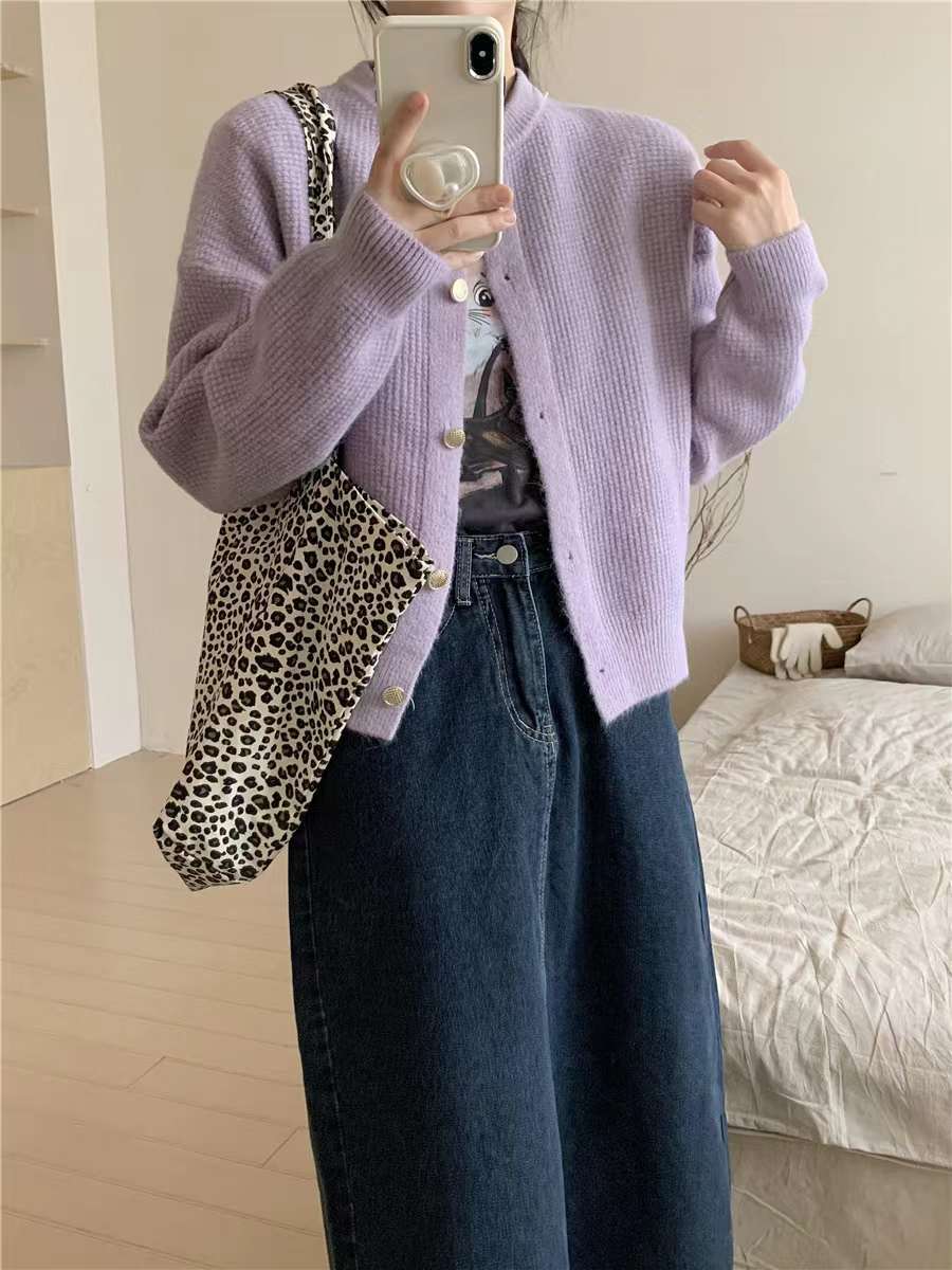 24 invierno Puyuan 2024 otoño nuevo estilo de ropa de mujer suéter de punto perezoso estilo coreano cardigan image 10