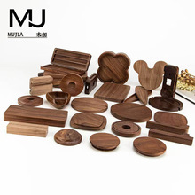 定制加工黑胡桃木台历实木底座木质相框摆件明信片餐牌胡桃木底座