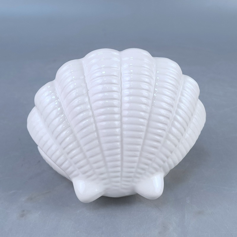 Conchas de cerámica transfronterizas bandeja de joyería caja de almacenamiento decoración de la habitación de escritorio pendientes bandeja de joyería