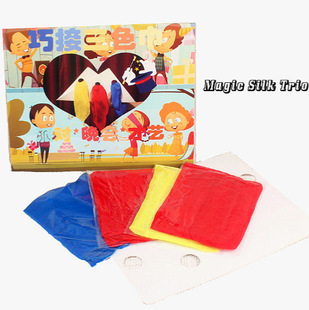 New Qiaolian Three Scarves Qiaolian Three-color Silk Scarves Children's Performance Stage Magic Props Magic Toys