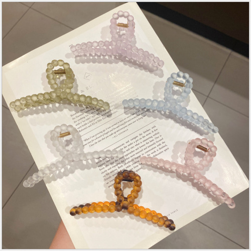 Transparent sand texture claw candy color hair clip for women summer Korean version hair claw hairpin shark tooth particle hair accessory