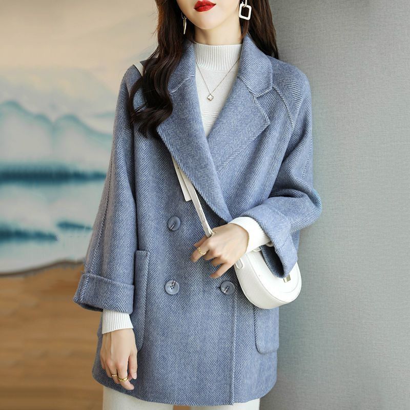 毛呢外套女2025秋冬季新款小个子加厚韩版修身气质中长款呢子大衣|undefined