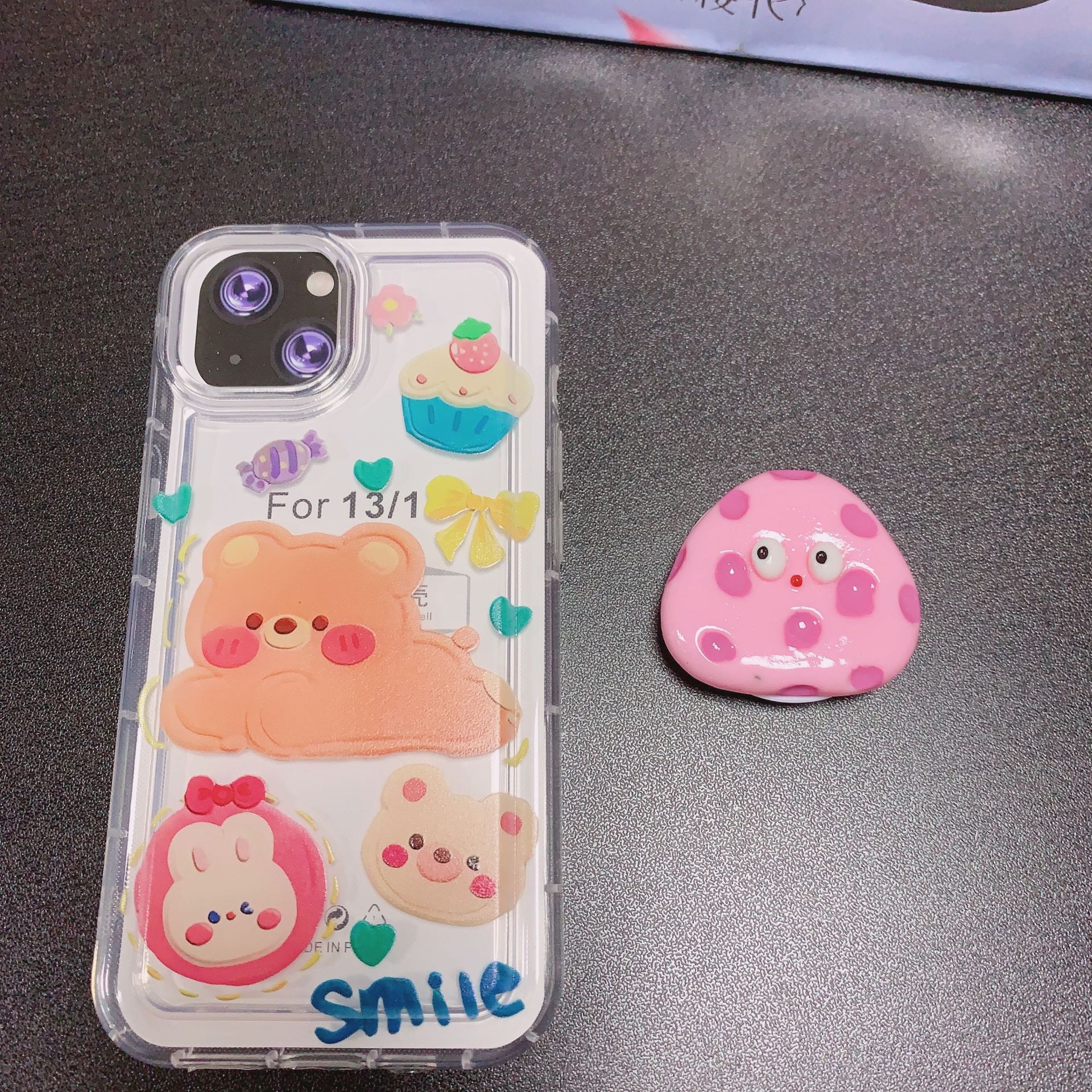 Dibujos animados Yugui perro soporte creativo perezoso airbag telescópico Lollipop soporte epoxi teléfono móvil soporte de escritorio