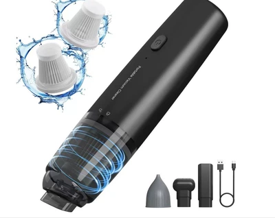 Tozsoranlar, Car Household Vacuum Cleaner - small-color-box-rechargeable-model-plastic-mesh-black-2-filters-1-air-blowing-head