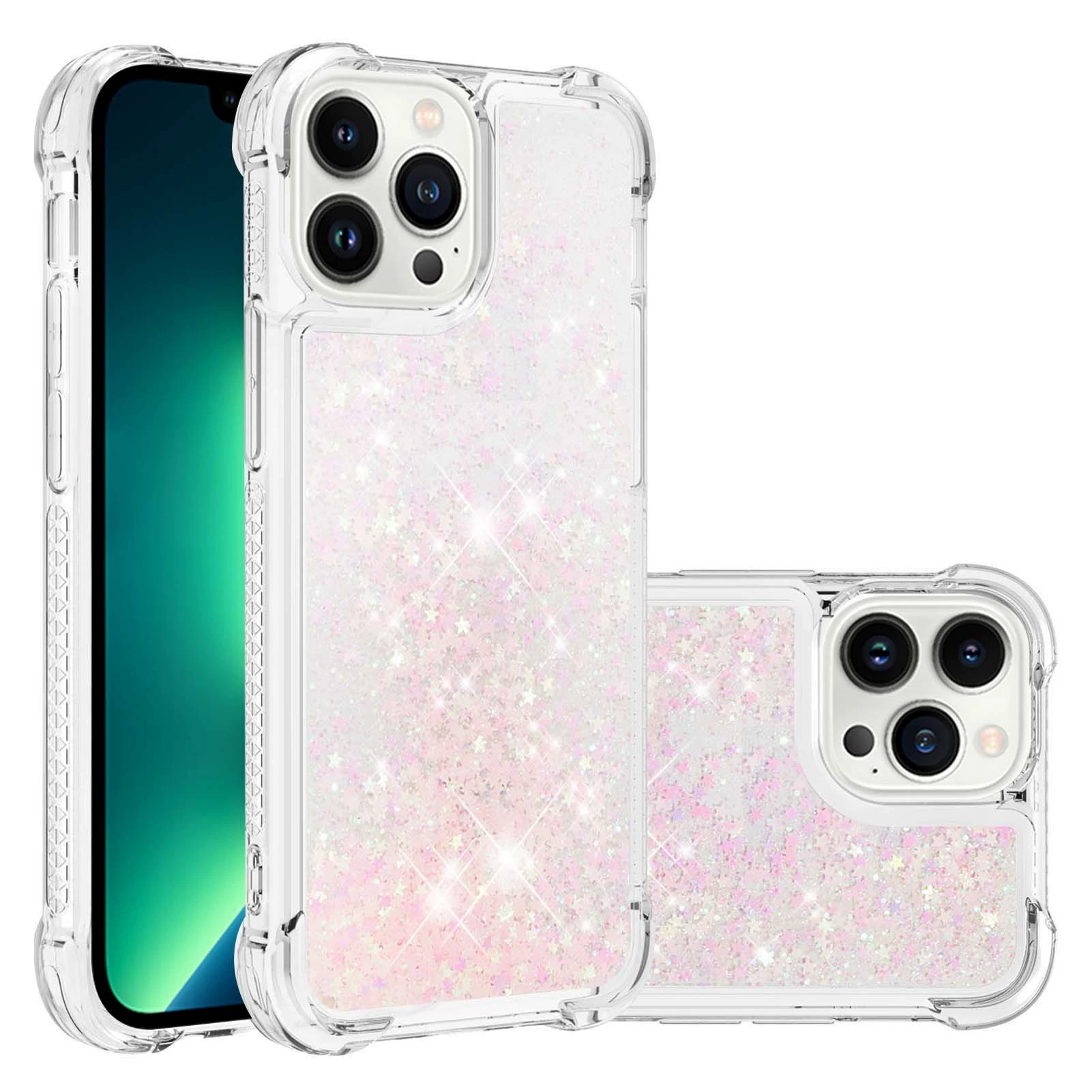 Чехол для телефона (Google, iPhone 15) защитный блёстки ТПУ, слот для карт, противоударный (совместим с Pixel 7A)