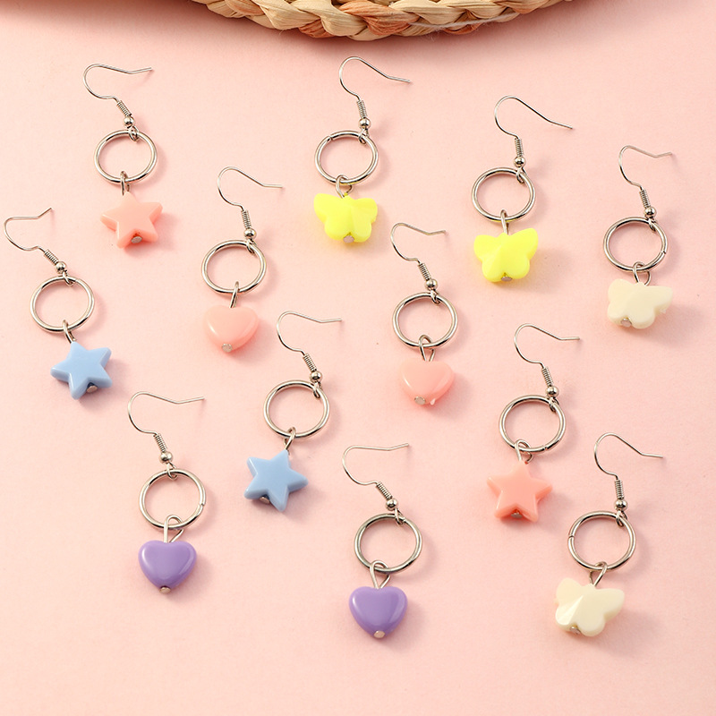 Ensemble De 6 Paires De Boucles D&#39;oreilles Coeur Papillon Étoile Pour Enfants display picture 1