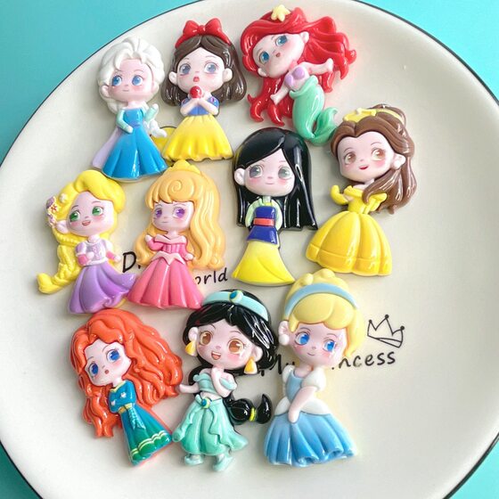 Large Snow White Anime Cartoon Resin Accessories Cream Glue Diy Headwear Grab Key Chain Wholesale