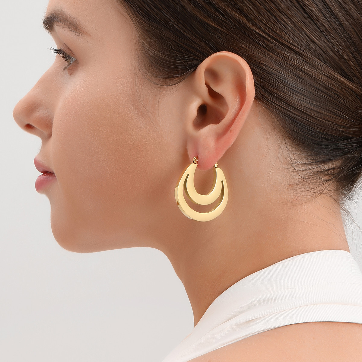 10g Weight Earrings Classification 1 Pair Quantity Daily, Shopping Occasion Stainless Steel Material Geometric, Heart Shape Pattern Women's Gender Plating Design Retro Style 1 Pair Retro Lady Geometric Heart Shape Plating Stainless Steel Earrings 6
