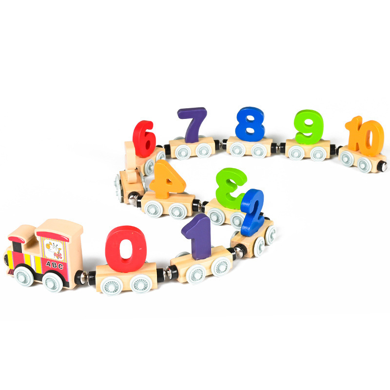 Juguetes de madera de los niños 12-Section magnético digital montado color madera tren Juguetes