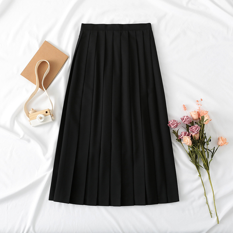 Navy blue straight long skirt 80cm