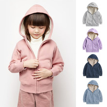 冬季儿童羊羔绒外套男女童加厚保暖拉链外套防风连帽服带帽上衣