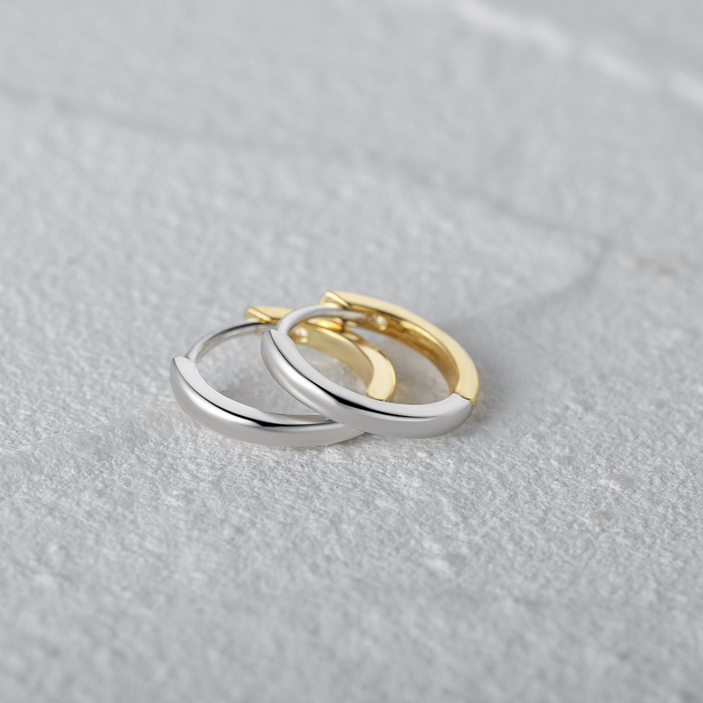 Nueva separación de colores en forma de U moda europea y americana simple ins estilo s925 plata esterlina color a juego clásico anillo de oreja hebilla pendientes