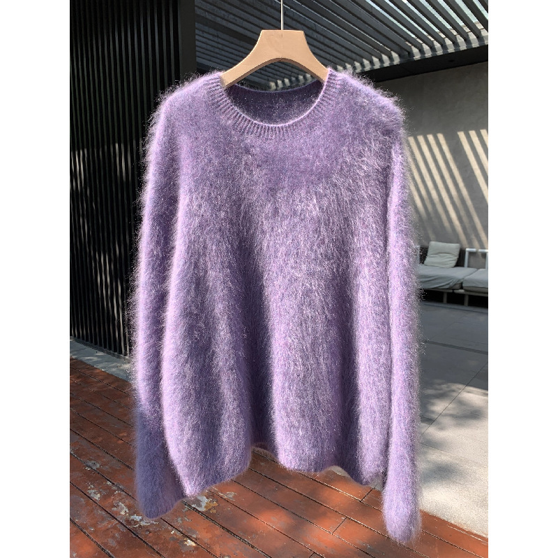 【The King of Luxury】Cashmere and Mulberry Silk Extra Long Wool Cashmere Brushed Thick Sweater