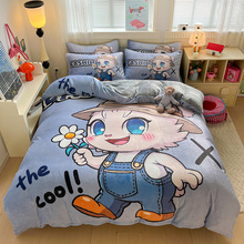 2025年新款大版卡通牛奶绒四件套可代发供直播批发零售秋冬