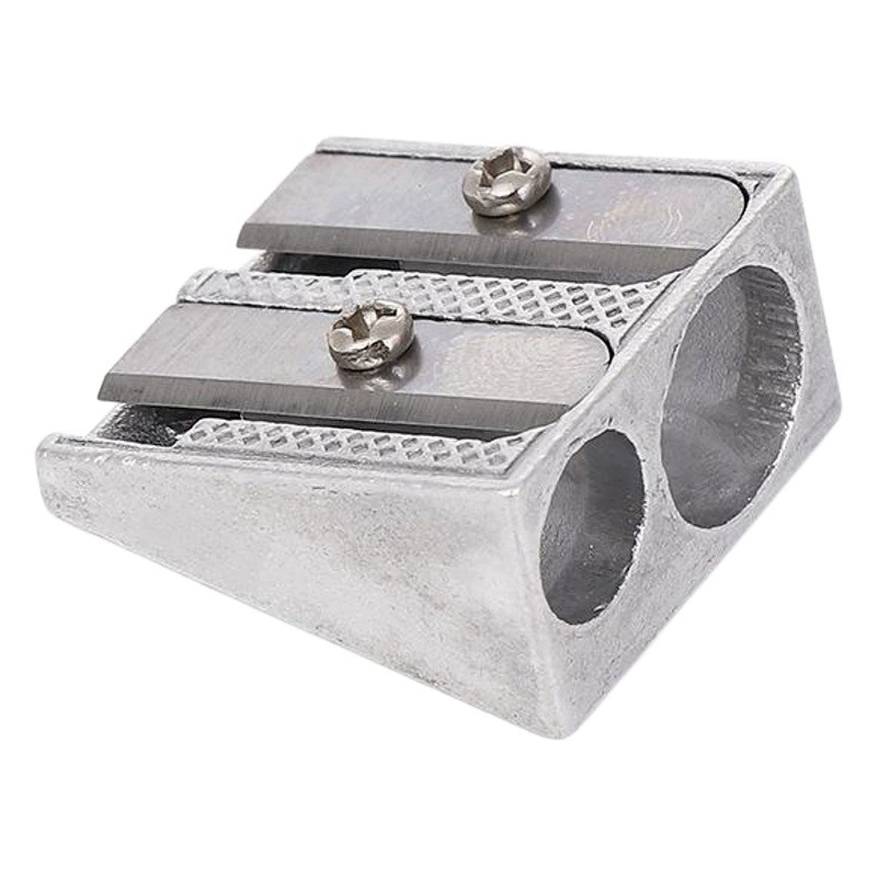 Фабрика прямые поставки креативная точилка для карандашей из алюминиевого сплава с двойным отверстием наклонная металлическая точилка для карандашей оптом принадлежности для начальной школы