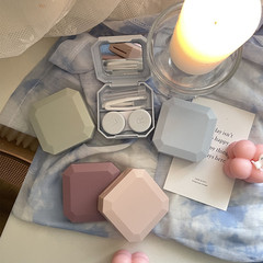 ins隱形眼鏡盒子簡約伴侶盒護理美瞳盒子純色復古便攜收納盒as809