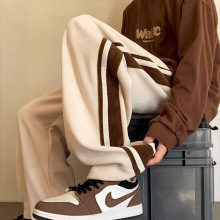 OOTD跨境灯芯绒拼接直筒裤男士秋冬百搭休闲运动户外潮流休闲长裤