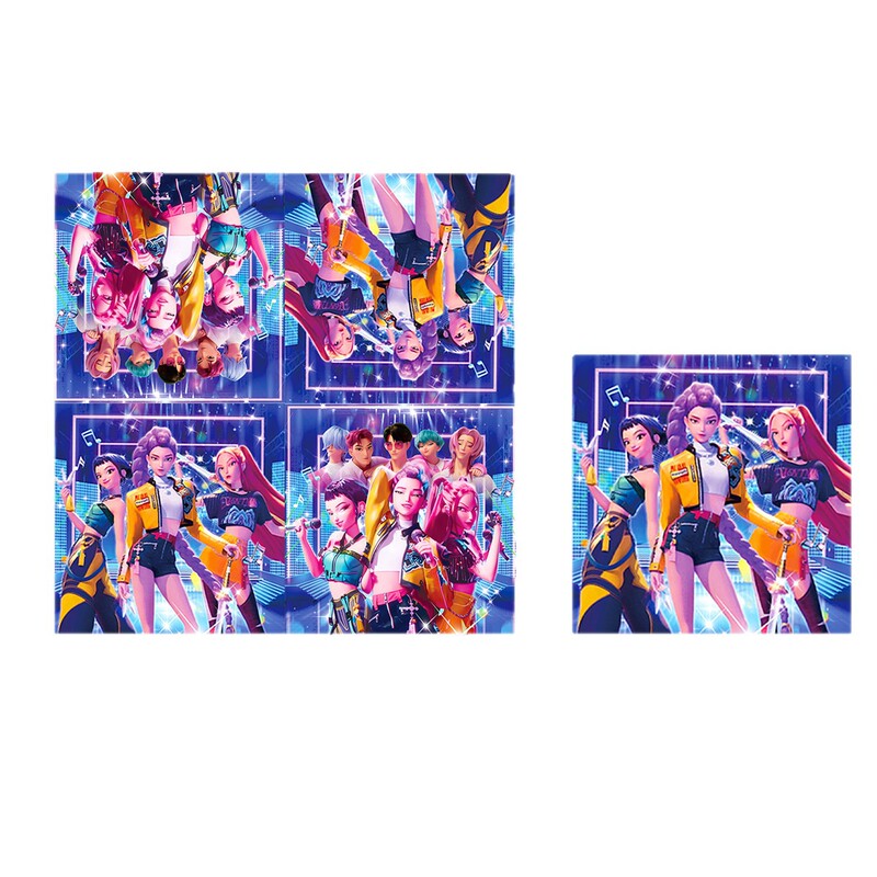 K-POP蓝色猎魔女团主题餐具纸盘纸杯桌布拉旗生日派对布置用品|undefined